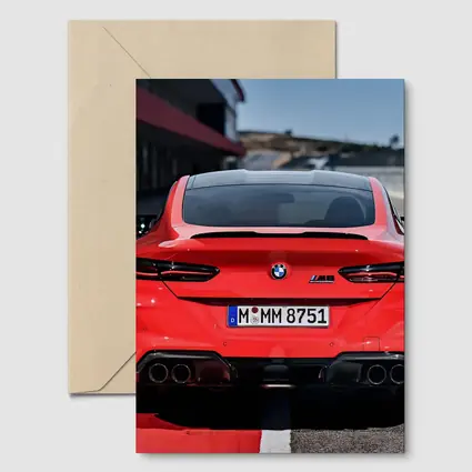 BMW M8 Red Rear View Race Track