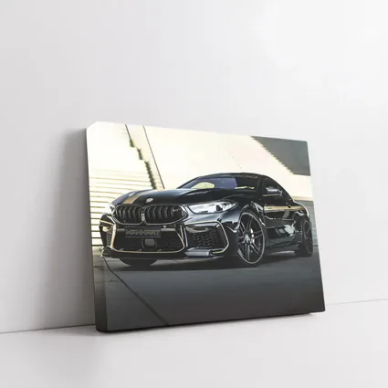BMW M8 Manhart Black Coupe Urban Setting