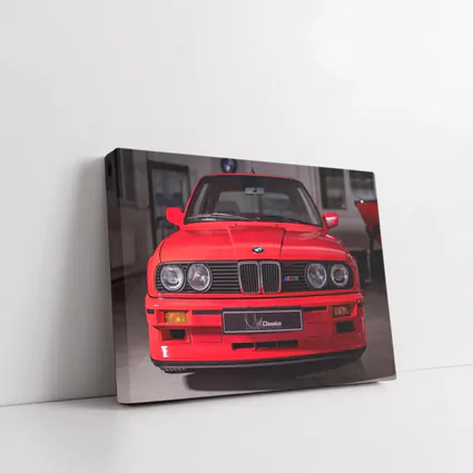 BMW E30 M3 Red Front View Garage