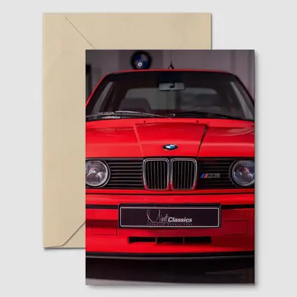 BMW E30 M3 Red Front View Garage