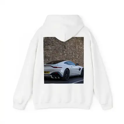 Aston Martin Vantage White Against Stone Wall