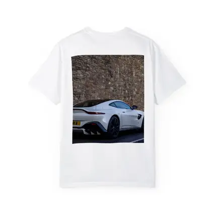 Aston Martin Vantage White Against Stone Wall