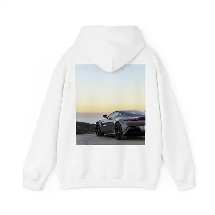Aston Martin Vantage Silver Coastal Sunset View