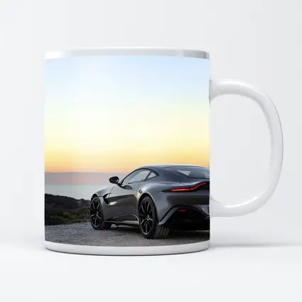 Aston Martin Vantage Silver Coastal Sunset View