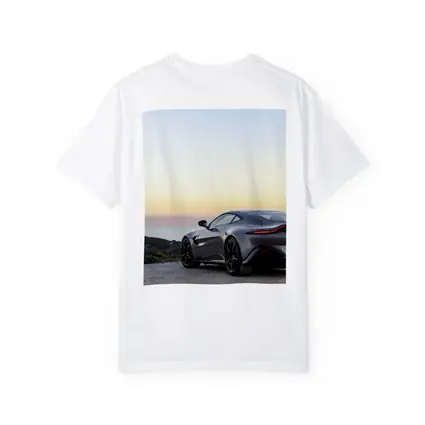 Aston Martin Vantage Silver Coastal Sunset View