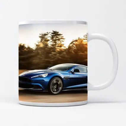 Aston Martin Vanquish Blue Speeding Road