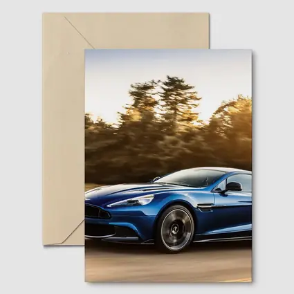 Aston Martin Vanquish Blue Speeding Road