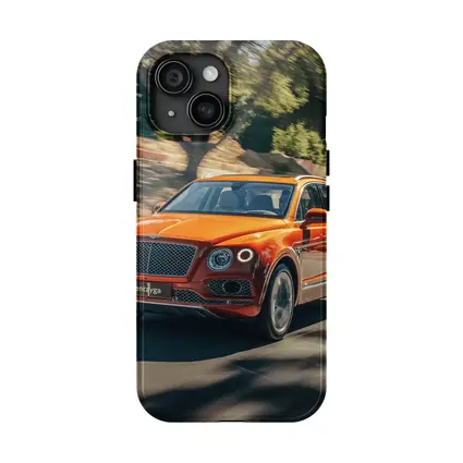 Bentley Bentayga Hybrid Orange On Road
