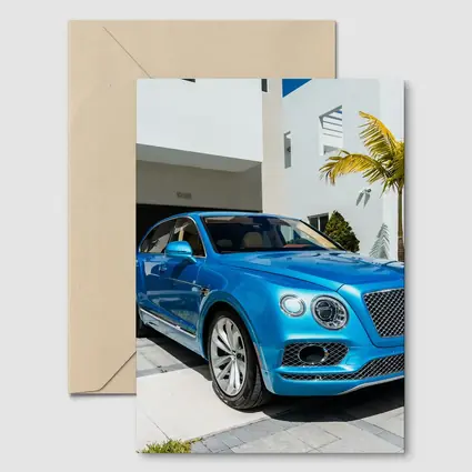 Bentley Bentayga Blue SUV Miami Driveway