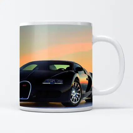 Bugatti Veyron Black Supercar Sunset Sky