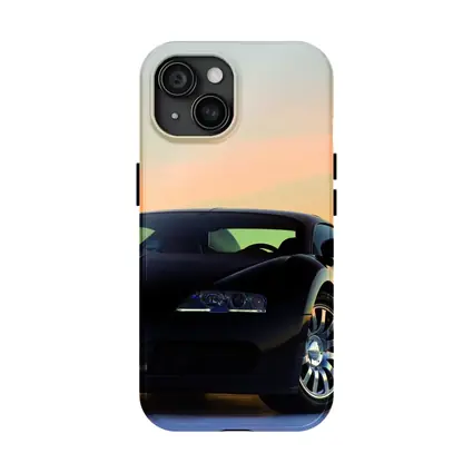 Bugatti Veyron Black Supercar Sunset Sky