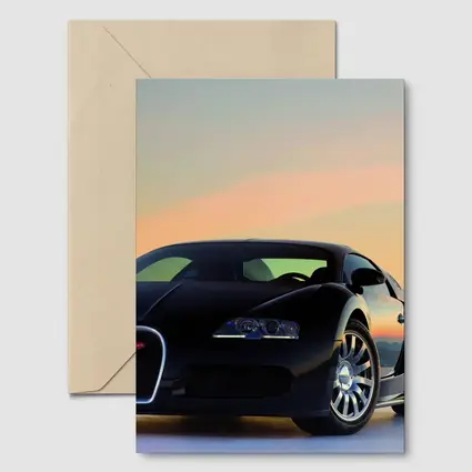 Bugatti Veyron Black Supercar Sunset Sky