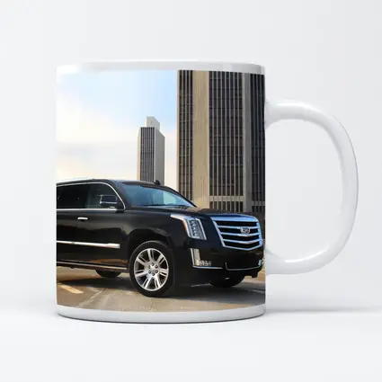 Cadillac Escalade Black SUV City Buildings