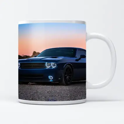 Dodge Challenger Blue Muscle Car Desert Sunset