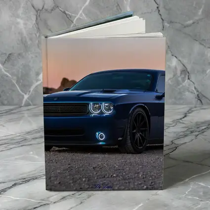 Dodge Challenger Blue Muscle Car Desert Sunset
