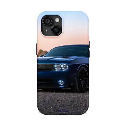 Dodge Challenger Blue Muscle Car Desert Sunset