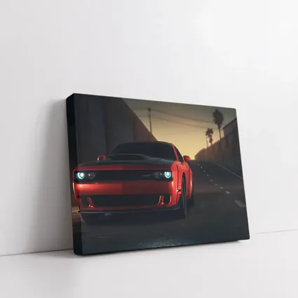 Dodge Challenger SRT Red Street Sunset