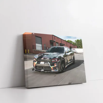 Dodge Charger Satin Camo Wrap Industrial Lot