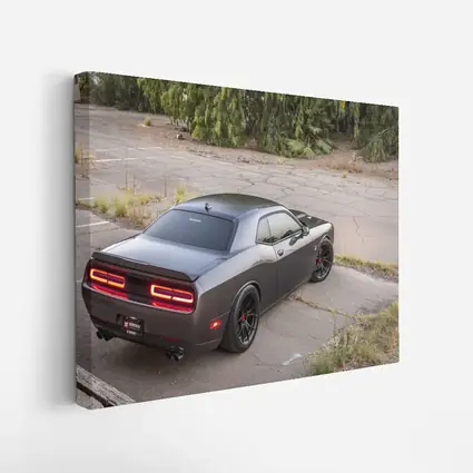 Dodge Challenger Gray Muscle Car Parking Lot