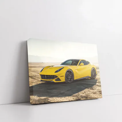 Yellow Ferrari F12 Desert Dry Lake