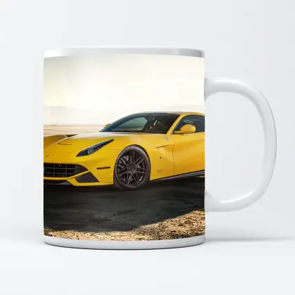 Yellow Ferrari F12 Desert Dry Lake