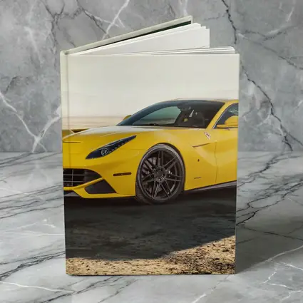 Yellow Ferrari F12 Desert Dry Lake