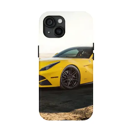 Yellow Ferrari F12 Desert Dry Lake