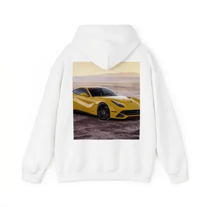 Yellow Ferrari F12 Desert Flat Landscape