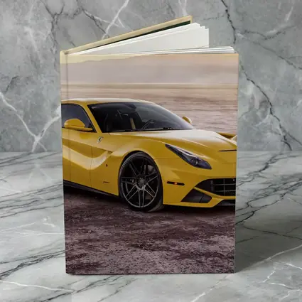 Yellow Ferrari F12 Desert Flat Landscape