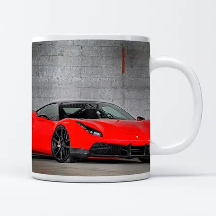 Ferrari 488 GTB Red Against Concrete Wall