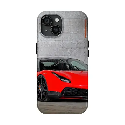 Ferrari 488 GTB Red Against Concrete Wall