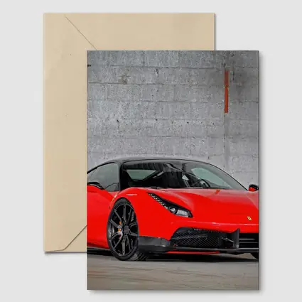 Ferrari 488 GTB Red Against Concrete Wall