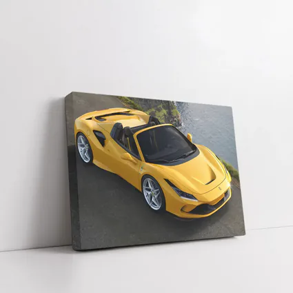 Ferrari F8 Spider Yellow Coastal Cliffside View