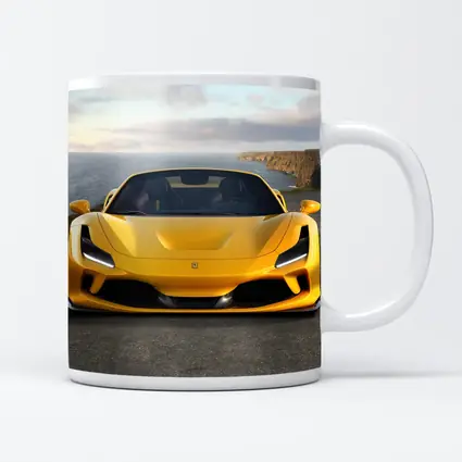 Ferrari F8 Yellow Coastal Cliffside Front View