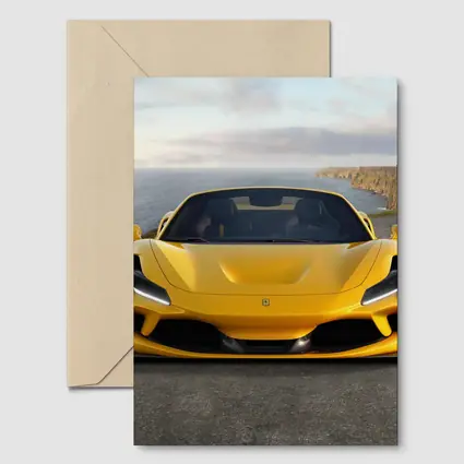 Ferrari F8 Yellow Coastal Cliffside Front View