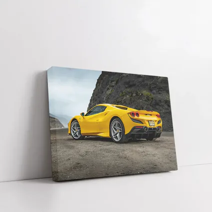 Ferrari F8 Yellow Supercar Rocky Coastal Road