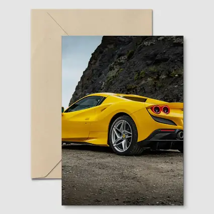Ferrari F8 Yellow Supercar Rocky Coastal Road