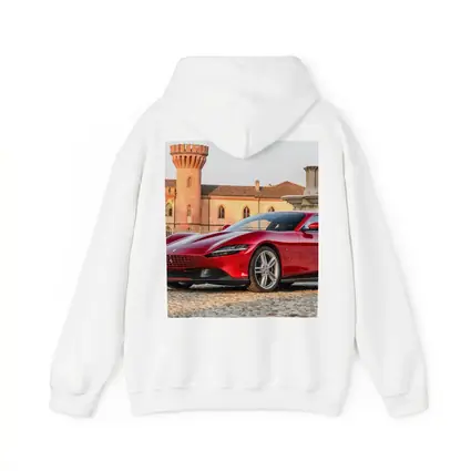 Ferrari Roma Red Supercar Castle Backdrop