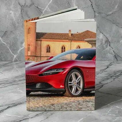 Ferrari Roma Red Supercar Castle Backdrop