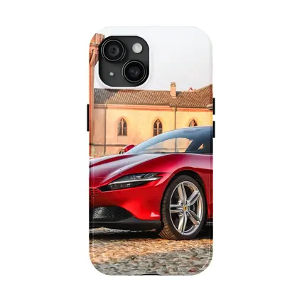 Ferrari Roma Red Supercar Castle Backdrop