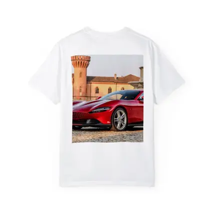 Ferrari Roma Red Supercar Castle Backdrop