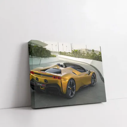 Ferrari SF90 Spider Gold Supercar Rear View