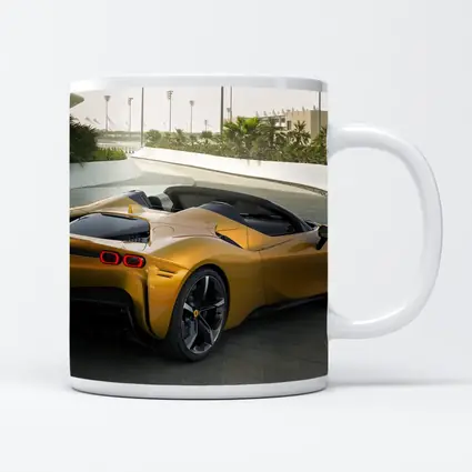 Ferrari SF90 Spider Gold Supercar Rear View