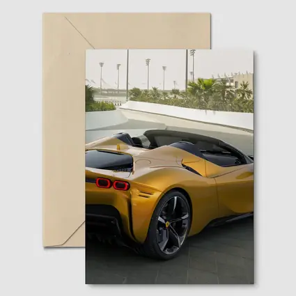 Ferrari SF90 Spider Gold Supercar Rear View