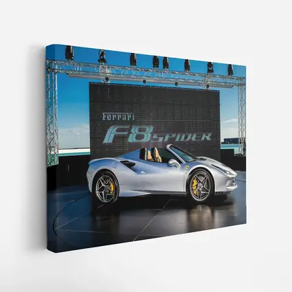 Ferrari F8 Spider Silver Reveal Stage