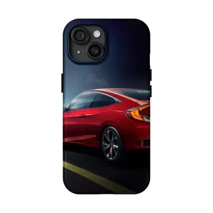 Honda Civic Coupe Red Night Street