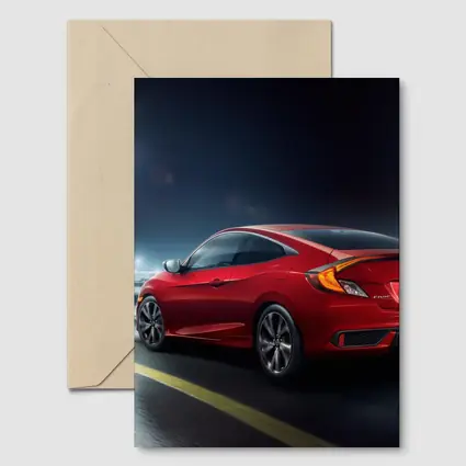 Honda Civic Coupe Red Night Street