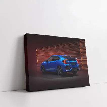 Honda Civic Hatchback Blue Neon Light Streaks
