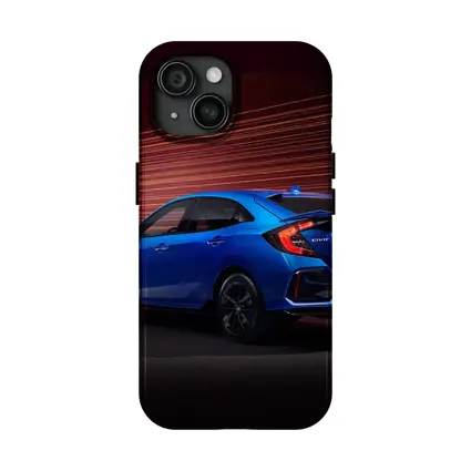 Honda Civic Hatchback Blue Neon Light Streaks