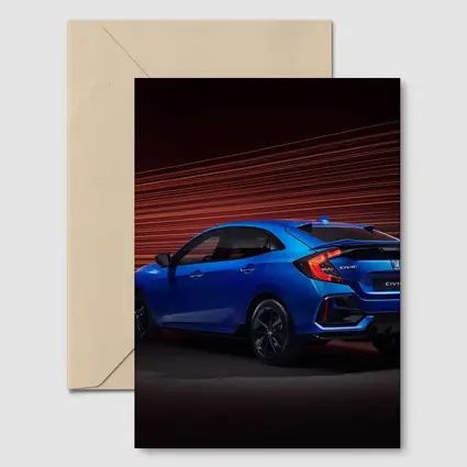 Honda Civic Hatchback Blue Neon Light Streaks